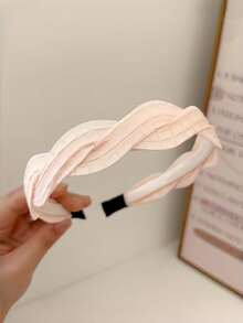 3pcs Girls Sweet French Style Colorful Mesh Flat Braided Fabric Headbands Hair Clips Hair Accessories Suitable For Daily Use - Multicolor - View 7