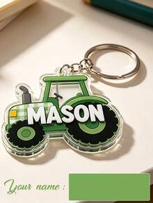 3D Acrylic Keychain Back To School Gift Boys Custom Name Truck Backpack Tag Personalized Vehicle Charm Kids Bag Accessory - Multicolor - View 13