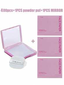 400PCS Facial Oil Control Paper + Square Powder Puff + 1 Mirror, Oil Absorption Control, Refreshing And Portable Facial Suction Cup, Can Absorb Excess Oil On The Face, Suitable For Men, Women, Beginners, Skin Care Products - Purple - View 11