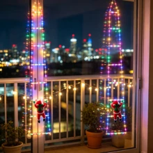 1pc USB Powered Christmas Decorative Ladder Light String, Climbing Ladder Glowing Santa Claus, 8 Color Light Modes, Suitable For Home, Garden, Christmas Tree And Other Scenes, Showcasing Holiday Charm - USB - View 2