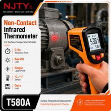 مسدس قياس الحرارة بالأشعة تحت الحمراء NJTY T580A، نسبة المسافة إلى الحجم 12:1، انبعاثية قابلة للتعديل، نطاق درجة حرارة واسع من -50℃ إلى 580℃، شاشة LCD بإضاءة خلفية، قابل للتبديل بين ℃/℉، مقياس حرارة بدون تلامس، مناسب للطهي والفرن والشواء والثلاجة ومحرك السيارة والخبز وتخزين الطعام واختبار الآلات الصناعية - متعدد الألوان - مشاهدة 1
