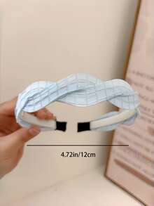 3pcs Girls Sweet French Style Colorful Mesh Flat Braided Fabric Headbands Hair Clips Hair Accessories Suitable For Daily Use - Multicolor - View 6