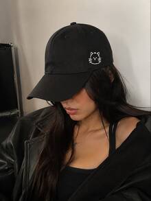 1pc Cute Cat Embroidered Baseball Cap, Adjustable Curved Brim Dad Hat, Lightweight All-Season Wear, Suitable For Travel, Sports And Daily Use - A - View 4