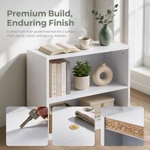 2 Tier Open Bookshelf, Adjustable Shelf Low Bookcase, 2-Cube Storage Cabinet For Living Room, Study & Office, White - A - View 4