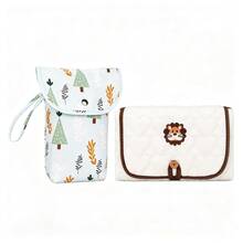 Benxoine 1 Set Baby Diaper Changing Pad With Cute Pattern Diaper Storage Bag, Portable Travel Organizer Bag, Suitable For Newborn Care - Lion - View 1