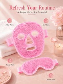 2pcs/Set Reusable Cold & Hot Gel Face Mask And Eye Mask, Cooling Ice Compress For Eye Puffiness, Dark Circles And Eye Bags, Moisturizing Relaxing Sleep Eye Mask, Suitable For All Skin Types, Travel Essential, Best Christmas Gift For Women - Multicolor - View 9