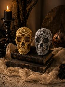 1 Skull Resin Statue Head Sculpture Skull Collectible Statue Halloween Decoration - Multicolor - View 6
