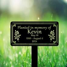 1pc Customizable Metal Memorial Garden Stake, Personalized Name & Date Decor, Metal Garden Sign, Tree Plaque, Tree Garden Sign, Metal Nameplate, Memorial Plaque, Garden Decoration - Black - View 7