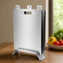 Three Pieces Kitchen-Specific Chopping Board, Made Of Pure Titanium Material (3 Chopping Boards + Stand), Suitable For Chopping Boards ,Kitchen Accessories. Chopping Board Set,Can Be Used For Cutting Fruits, Fish, Vegetables And Bread.Christmas - View 3