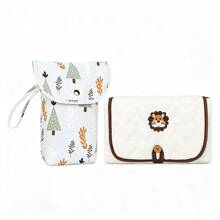 Benxoine 1 Set Baby Diaper Changing Pad With Cute Pattern Diaper Storage Bag, Portable Travel Organizer Bag, Suitable For Newborn Care - Lion - View 12