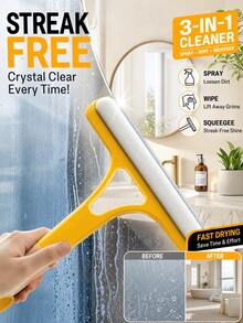 3-In-1 Multi-Function Glass Cleaning Set, Includes Spray Bottle, Squeegee, Brush And Sponge, Suitable For Cleaning Bathroom Mirrors, Windows And Car Windows, Suitable For Home, Bathroom And Kitchen Glass Cleaning - Multicolor - View 12