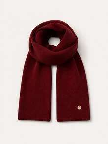 Women's Solid Color Ribbed Scarf With Metal N Decoration, Winter Neck Warmer, Casual Daily Accessory - Scarf - View 10