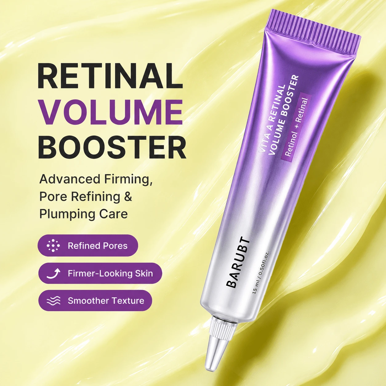 BARUBT Retinal Dual Formula Firming Moisturizing Essence, Pore Refining, Skin Lifting, Smoothing Skin Texture Facial Care Lotion, 15ml