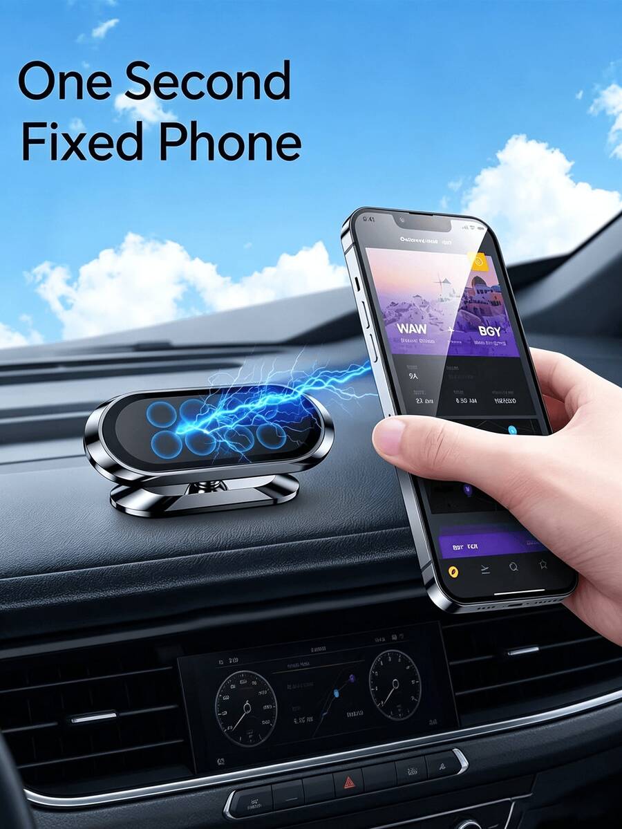 Strong Magnetic Adsorption 360° Rotating Car Phone Holder, Metal Magnetic Phone Navigation Mount, Suitable For All Smartphones And Tablets
