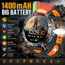 GAWSUG 1400mAh Rugged Smart Watch Military Tactical IPX8 Waterproof Bluetooth Call Flashlight Fitness Tracker Men Women Gift - View 16