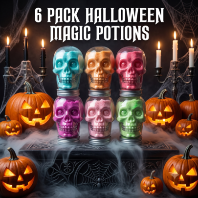 PGPJ [1pc Randomly Scent] Halloween Foaming Bath Salts Powder Set Bubble Bath Set - Skull Magic Potion Bath Kit With Rich Bubbles, Spooky Halloween Gift Set For Famil, Fizzy Bubble Bath Powder Jars With Lavender Lemon Rose Ocean Eucalyptus Watermelon