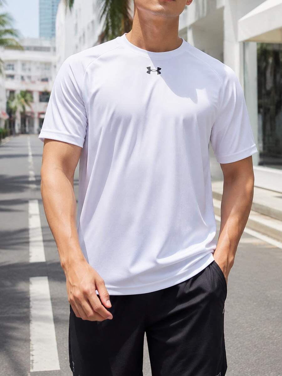 Under Armour Men's Knit Crew Neck T-Shirt, Soft & Breathable, Casual Sports Short Sleeve For Training & Long Distance Running, 1500513-100 - White - View 1