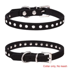 Sparkling Rhinestone Pet Collar, Non-Chafing Dog Leash, Single Row Rhinestone Decorated PU Dog Collar, Adjustable Size, Suitable For Small To Medium And Young Dogs, Leash With Widened Handle To Disperse Pulling Force, Soft And Comfortable Non-Chafing - Black - View 12