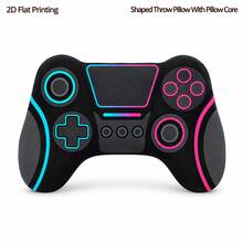 Black Neon Game Controller Shaped 2D Flat Print Plush Pillow, Suitable For Sofa, Bedroom, Living Room Cozy Home Decor, Office And Car Use, Pillow Gift - Multicolor - View 5