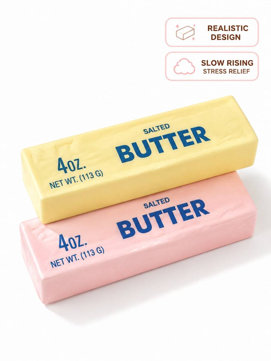 4oz Realistic Butter Stick Squeeze Toy, Suitable For Adults, Autism Sensory Gift Or Prank Toy