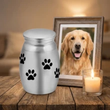 Stainless Steel Small Pet Urn Paw Bird Heart Tree Pattern Pet Cremation Keepsake Urn Memorial Ash Holder Container Jar For Dogs - Multicolor - View 2