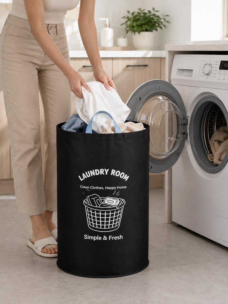 Large Foldable Laundry Basket Set, Printed Pattern, Suitable For Bedroom, Dormitory And Bathroom Storage, Laundry Basket - Multicolor - View 1