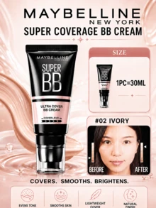 Maybelline 美寶琳 Super Coverage 遮瑕膏 #02 Ivory，30ml，高遮瑕、多效、乳霜質地，打造自然亮白膚色，適合乾性肌膚 - 02象牙色 - 查看 2
