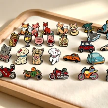 10-100PCS Random Style Cute Cartoon Badge Collection, Small Animals, Transportation, Beverage Patterns Brooches, Animals, Motorcycles, Puppies, Ocean Elements, Clothes, Backpacks, Bags, Stationery Decoration Accessories - Multicolor - View 2