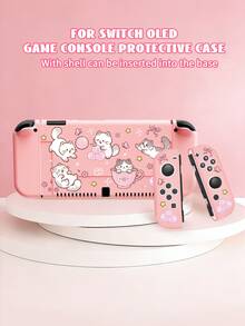 1pc Cartoon Cat Graffiti Pattern Game Console Protective Case, Compatible With Switch 2 (2025)/Switch OLED/Switch Console, Made Of Soft TPU Material Soft Shell/Hard Shell, Universal Storage Bag, No Disassembly Required, Anti-Drop And Dust-Proof, Ideal Gift Compatible With Switch Gamers - View 3