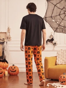 Notgurli 4-Piece Couples' Set: Women's & Men's Halloween Pajamas – Fun, Comfortable Pumpkin-Print Loungewear For Autumn/Winter - Multicolor - View 5
