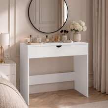 OYAJIA White Wooden Dressing Table, Makeup Vanity, Computer Desk, Room Furniture - White - View 1