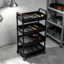 4-Tier Rolling Storage Cart, Mobile Multi-Functional Organizer, Breathable Hollow Storage Rack, Waterproof And Easy To Clean, Space-Saving Trolley, Suitable For Bathroom, Kitchen, Living Room, Garage, Office, Home Storage, Christmas Gift - Multiple Styles - View 6