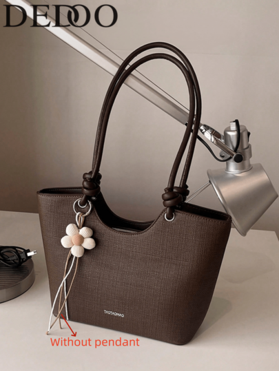 Dedoo Women's Shoulder Tote Bag, Large Capacity, Minimalist Coffee Color, Cute Gentle Elegant Floral Charm, Suitable For Shopping And Commuting