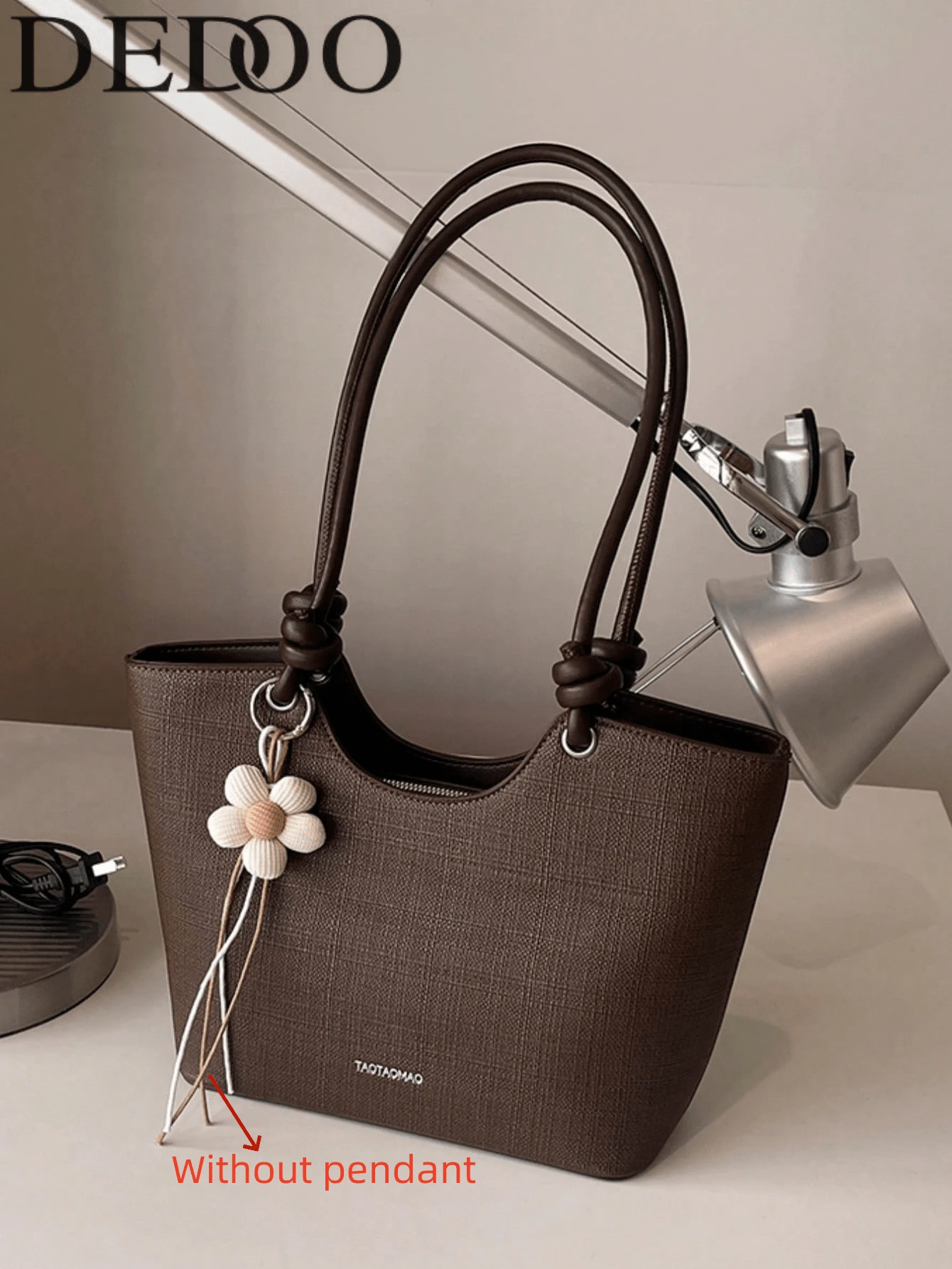 Dedoo Women's Shoulder Tote Bag, Large Capacity, Minimalist Coffee Color, Cute Gentle Elegant Floral Charm, Suitable For Shopping And Commuting - Coffee - View 1