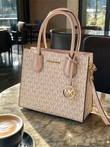 Michael Kors Mercer Signature 女款斜挎手提包 35S1GM9M2B PWD BLSH MLT - 香草色配粉紅35S1GM9M2B PWD BLSH MLT - 查看 3