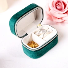 1pc Portable Velvet Mini Jewelry Box, Zippered Small Jewelry Storage Case For Travel, Rings, Earrings, Necklaces, Multi-Color Options, Say Goodbye To Jewelry Clutter And Loss, Give Delicate Jewelry Thoughtful Care; Compact Luxury Appearance Enhances Life Ritual, Home Storage Neat And Comfortable, Travel With Peace Of Mind - Multicolor - View 10