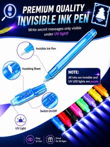 2/5/10/15 PCS Random Color Glow-In-The-Dark Invisible Marker Pen, Luminous Ballpoint Pen, Can Write Secret Messages, Suitable As Christmas Gift Box Filler, Birthday Gift, Carnival Gift, Holiday Gift, Party Supplies. Classroom Essentials, Back To School, Back To School Season Gift, Halloween, New Year Gift. - Highlighter - View 5