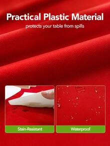 Thickened PEVA Rectangular Disposable Tablecloth, Waterproof And Oil-Resistant, Plaid And Solid Color Options, Suitable For Birthday Parties, Picnics, Weddings, Banquets, Home Dining Table Decoration, 9 Colors Available - Red - View 3