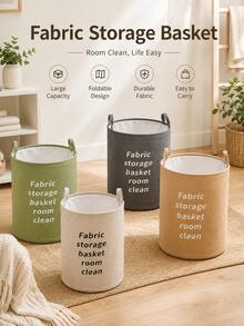 1PC Large-Capacity Foldable Fabric Laundry Basket, Dirty Clothes Storage Hamper, Essential Household Organizer Bin For Garment Sundries, Bedroom Closet Home Storage Solution, Durable Collapsible Container - Multicolor - View 2
