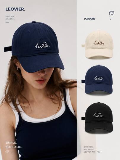 1pc Women's Embroidered Letter Baseball Cap, Minimalist Curved Brim Adjustable Back Closure Hat, Lightweight All-Season Casual Hat, Suitable For Travel And Daily Wear