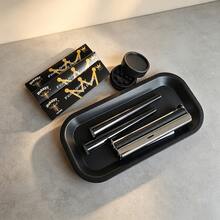 Matte Black Tray Metal Rolling Machine Portable Rolling Set, Metal Manual Rolling Machine + Storage Tube + Grinder + Rolling Paper + Tray Full Set Smoking Accessories, Smoking Hand Rolling Accessories Tool Set! Holiday Gift! Valentine's Day Gift! - View 9