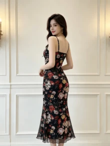 Women Midi Dresses - Black - View 3