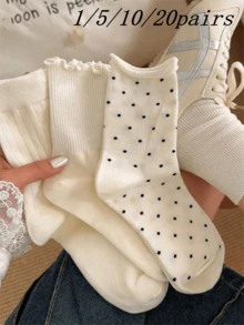 Women's White Short Socks, Thin Casual Fashion Low-Cut Summer - Multicolor - View 12