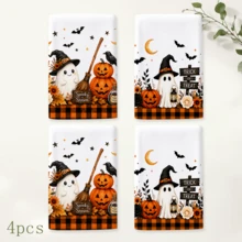 2/4/6pcs Cute Ghost Pattern Printed Kitchen Towels, Halloween, Can Be Used As Halloween Gifts, Halloween Decor, Super Soft Microfiber High Absorbent Tea Towels, Dish Cloths, Cleaning Towels, Hand Towels, Suitable For Cooking, Baking, Wiping Cleaning And Kitchen Decoration, Kitchen Accessories, Daily Essentials - Multicolor - View 11