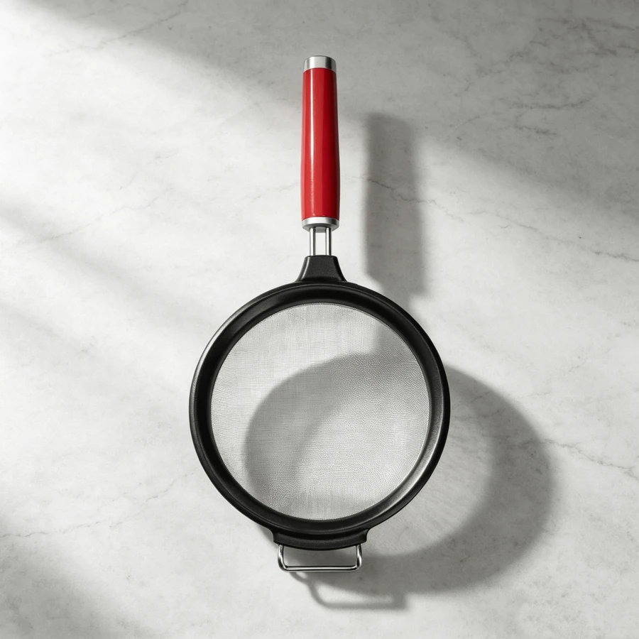 Fine‑Mesh Metal Kitchen Strainer, Multipurpose Sifting And Draining Utensil For Household Food Processing - Red - View 1