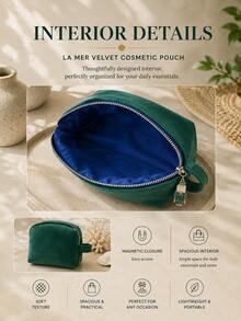 La Mer 圓形化妝包,13.5*10cm,單件販售,獨特撞色,拉鍊便攜,適合日常收納、出行攜帶 - La Mer 圓形化妝包 - 查看 8