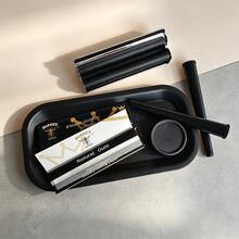 Matte Black Tray Metal Rolling Machine Portable Rolling Set, Metal Manual Rolling Machine + Storage Tube + Grinder + Rolling Paper + Tray Full Set Smoking Accessories, Smoking Hand Rolling Accessories Tool Set! Holiday Gift! Valentine's Day Gift! - View 4