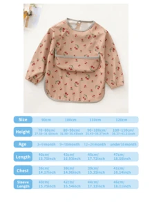 Cherry Pattern Long Sleeve Bib For Infants - Multicolor - View 5