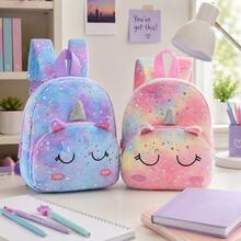 Personalized Cute Star And Moon Print Plush Backpack, Can Be Embroidered With Your Own Name, Lightweight Casual Daybag - Multicolor - View 11