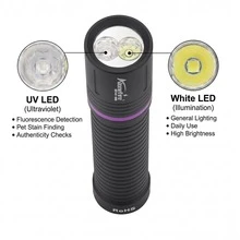 2合1雙光閃光手電筒,UV黑光與白光LED手電筒,USB充電式手持便攜燈,Alonefire適用於戶外露營緊急情況、蠍子狩獵、寵物尿液與癬菌檢測、鈔票驗真 - 彩色 - 查看 4